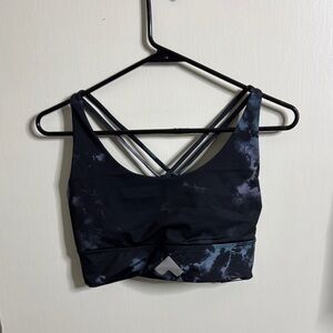 Strappy Black Tie-Dye Sports Bra